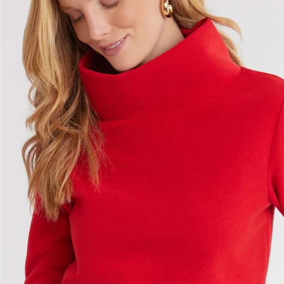 Dudley Stephens Greenpoint Fleece Turtleneck Red Sweater - Picture 1 of 9